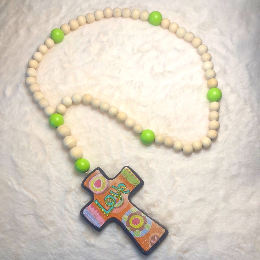 Handmade Wooden Rosary Garland.
